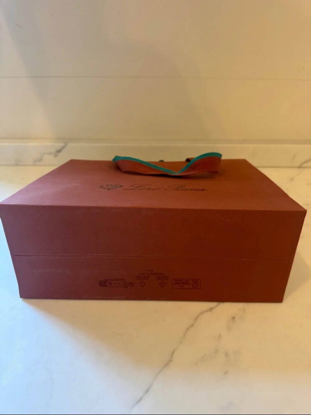 Loro Piana Brown shoppingBag with Teal-Trim Handles 12x9x5